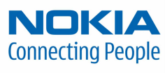 Nokia-Logo in blauer Schrift mit dem darunter stehenden Slogan Connecting People.