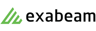 Exabeam-Logo mit einem grünen abstrakten geometrischen Symbol auf der linken Seite und dem Wort exabeam in fetten schwarzen Kleinbuchstaben auf der rechten Seite.