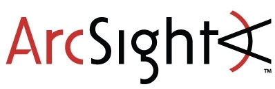 Das ArcSight-Logo mit dem Wort Arc in Rot und Sight in Schwarz, gefolgt von einem stilisierten schwarzen und roten Bogenmuster auf der rechten Seite.