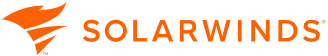 Das SolarWinds-Logo mit einem orangefarbenen, stilisierten Windsymbol links neben dem Wort „SOLARWINDS“, das in orangefarbenen Großbuchstaben auf hellgrauem Hintergrund geschrieben ist.